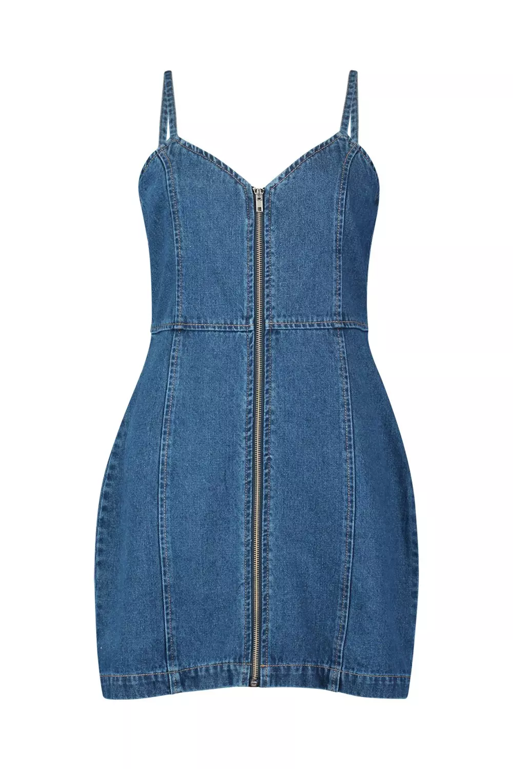 Zip front best sale denim dress